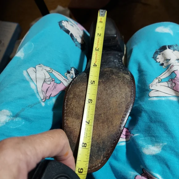 Vintage Larry Mahan Ivory Western Cowboy Boots Ostrich Print Tall USA - Picture 12 of 16